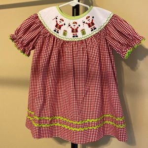 Three Sisters Santa Smocked Dress